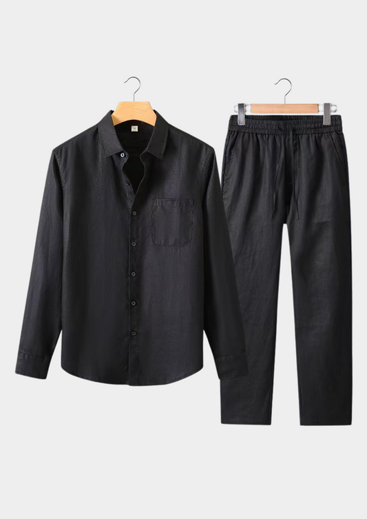 Toscana Longsleeve Linen Set - All Black