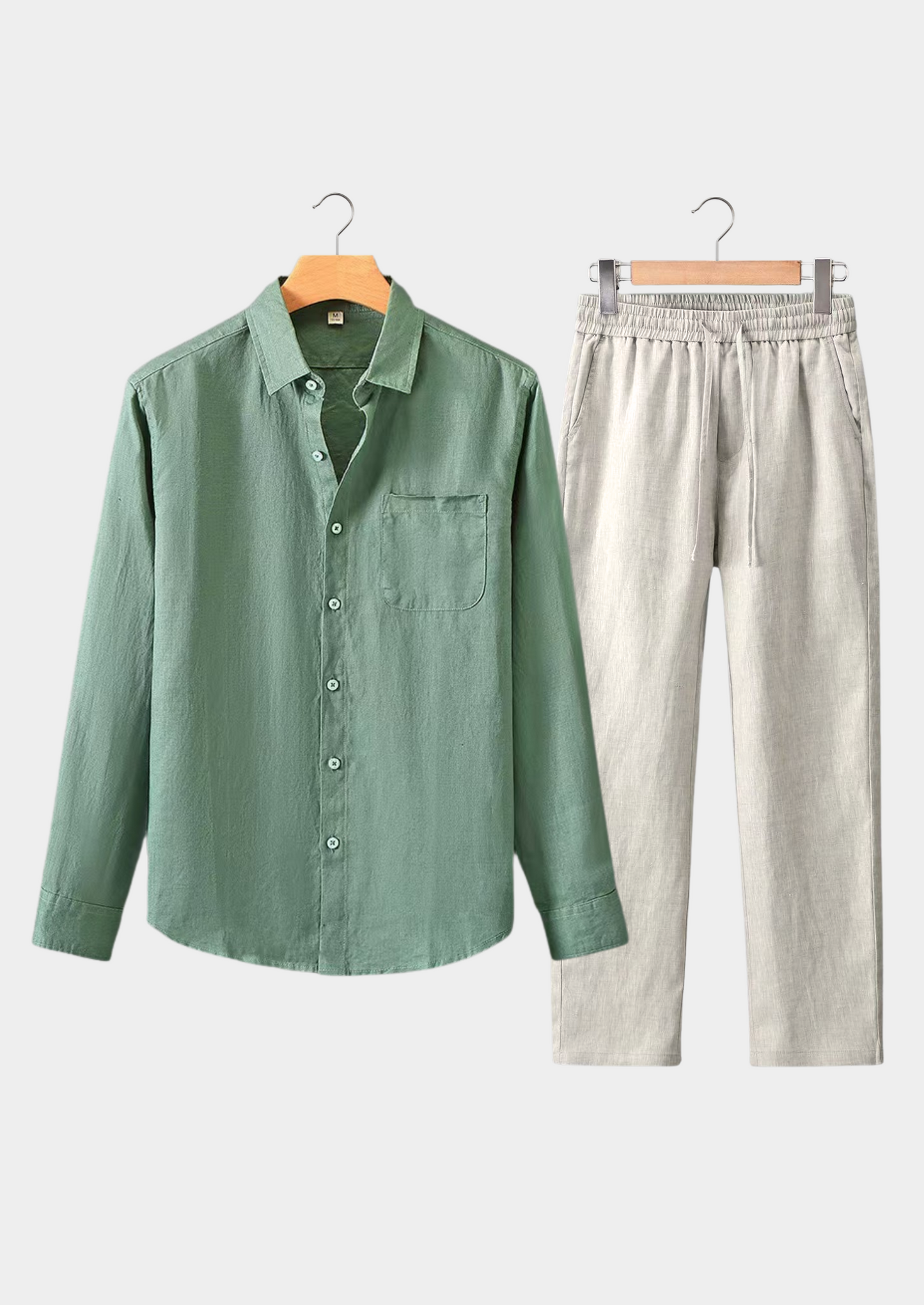 Toscana Longsleeve Linen Set - Green/Beige