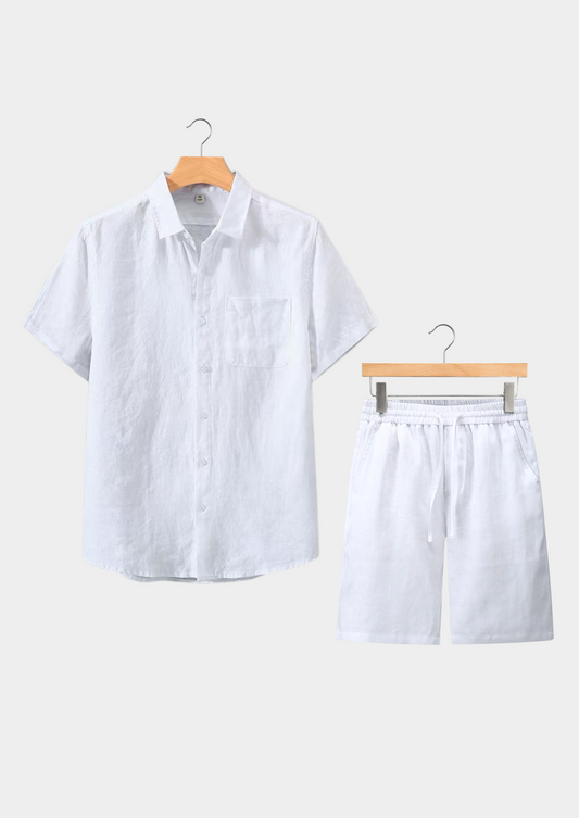 Toscana Shortsleeve Linen Set - White