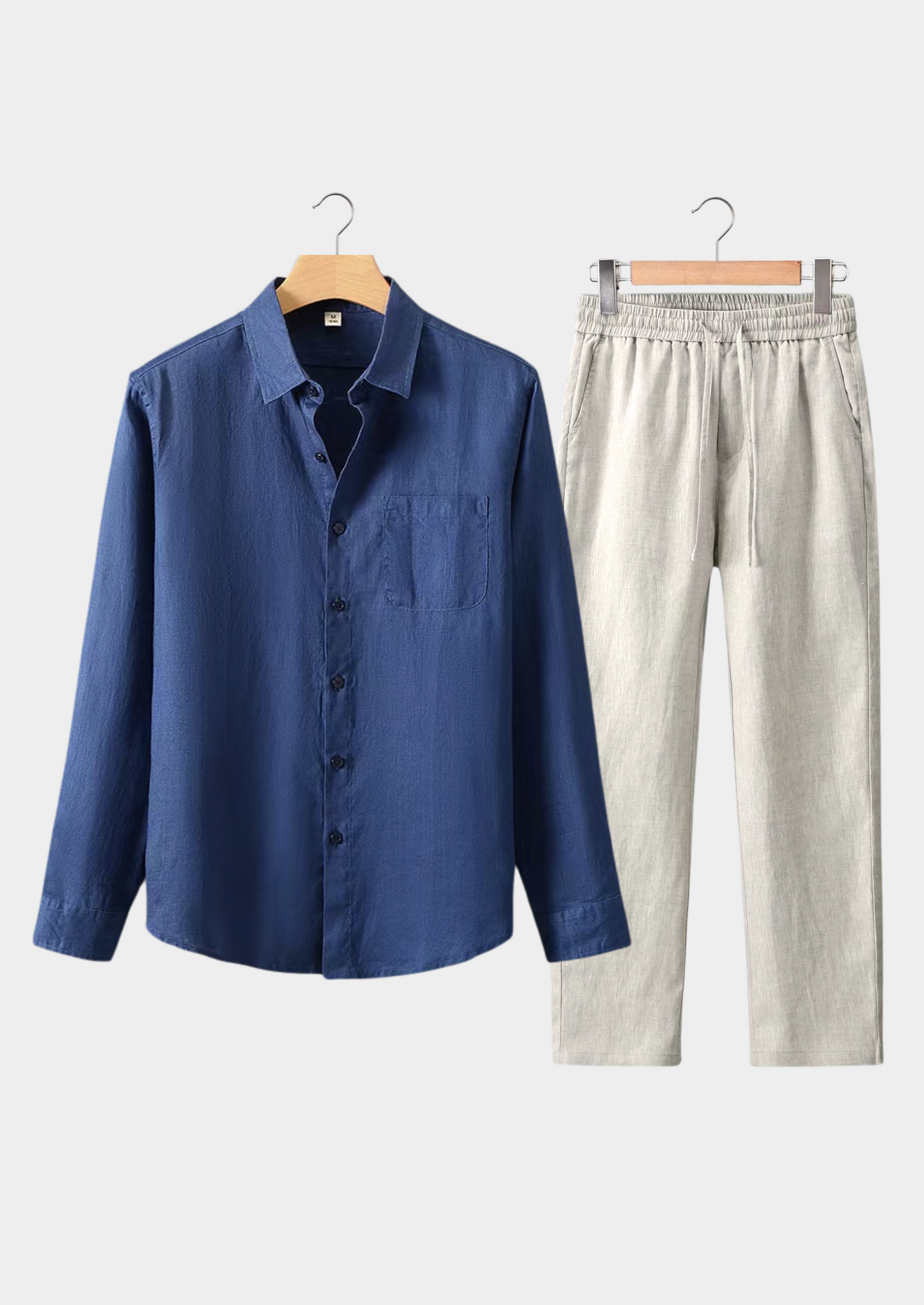 Toscana Longsleeve Linen Set - Navy Blue/Beige