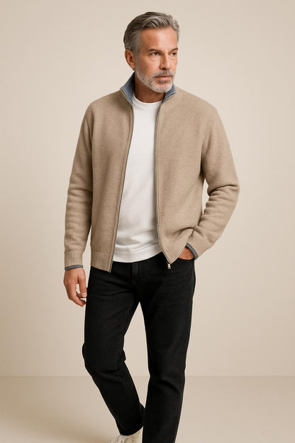 Harvey Merino Wool Zip Cardigan