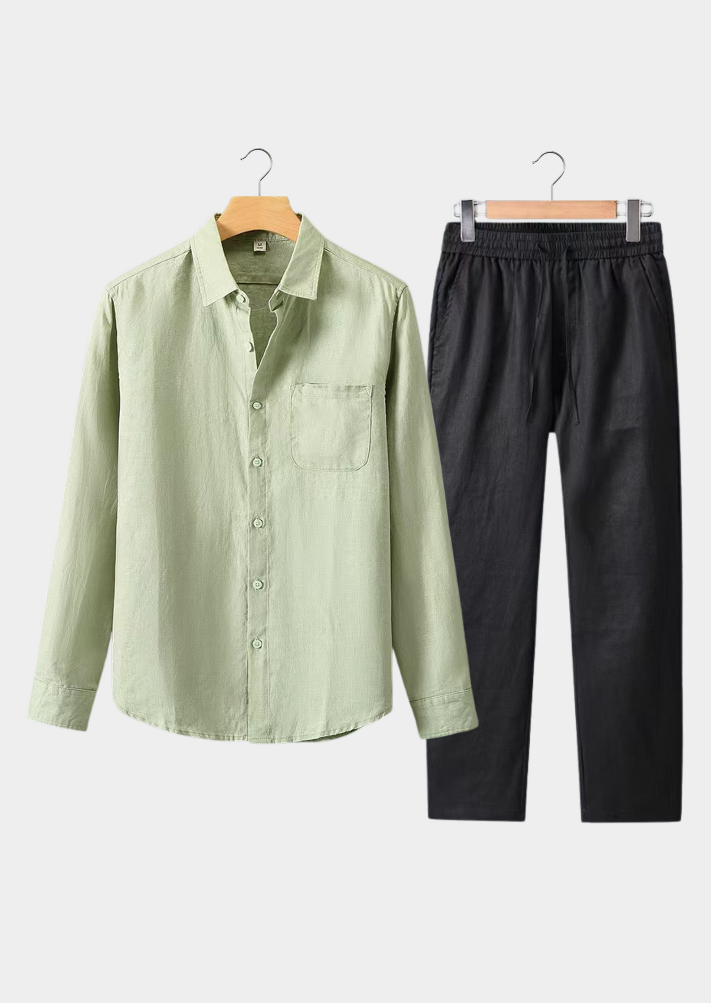 Toscana Longsleeve Linen Set - Mint Green/Black