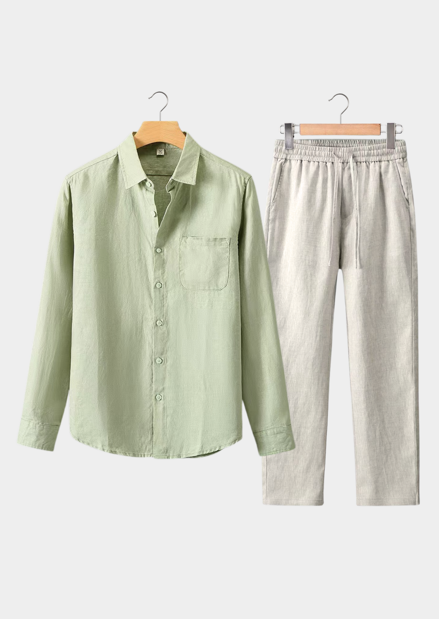 Toscana Longsleeve Linen Set - Mint Green/Beige