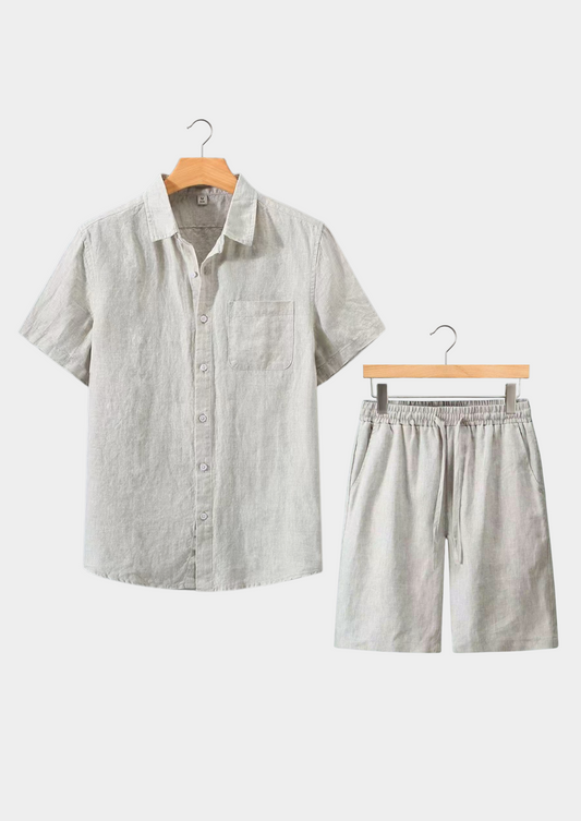 Toscana Shortsleeve Linen Set - Beige