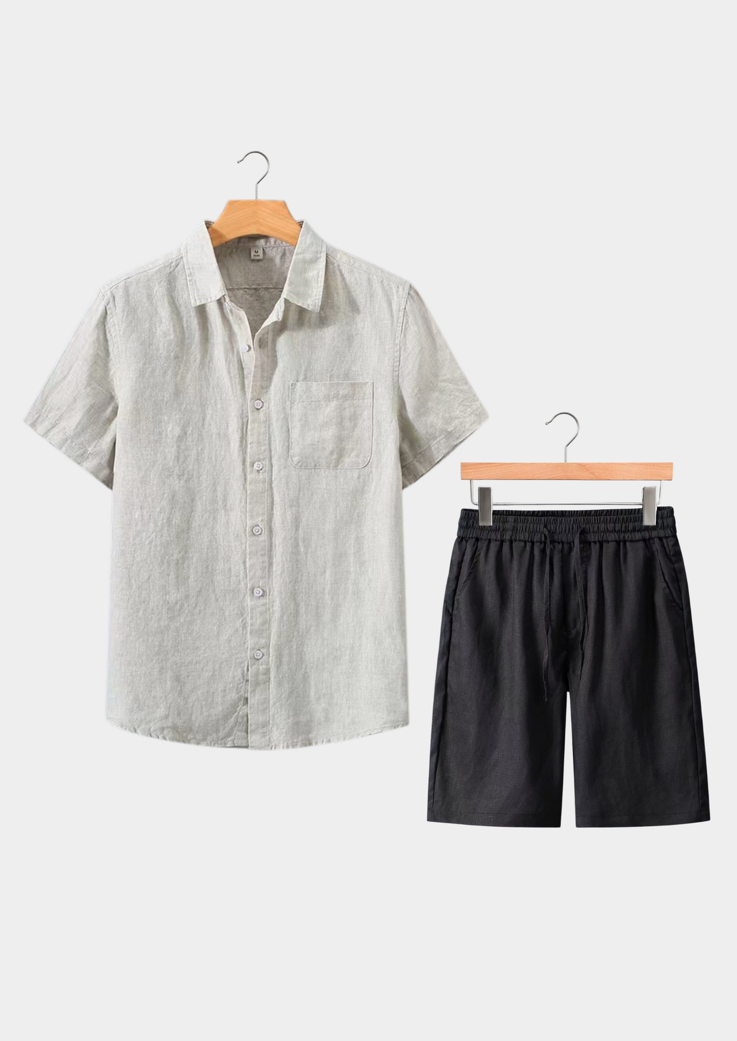 Toscana Shortsleeve Linen Set - Beige/Black