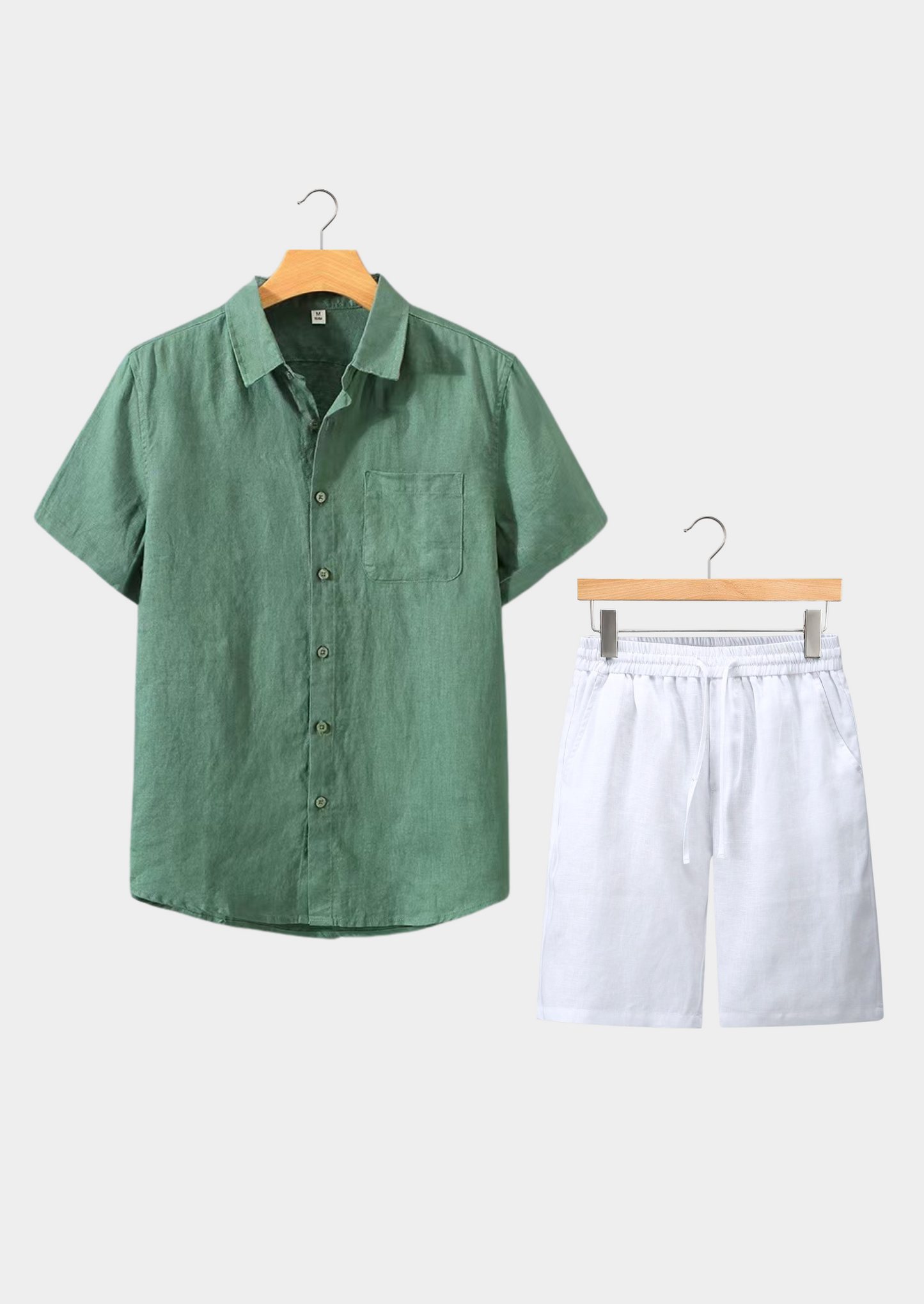 Toscana Shortsleeve Linen Set - Green/White