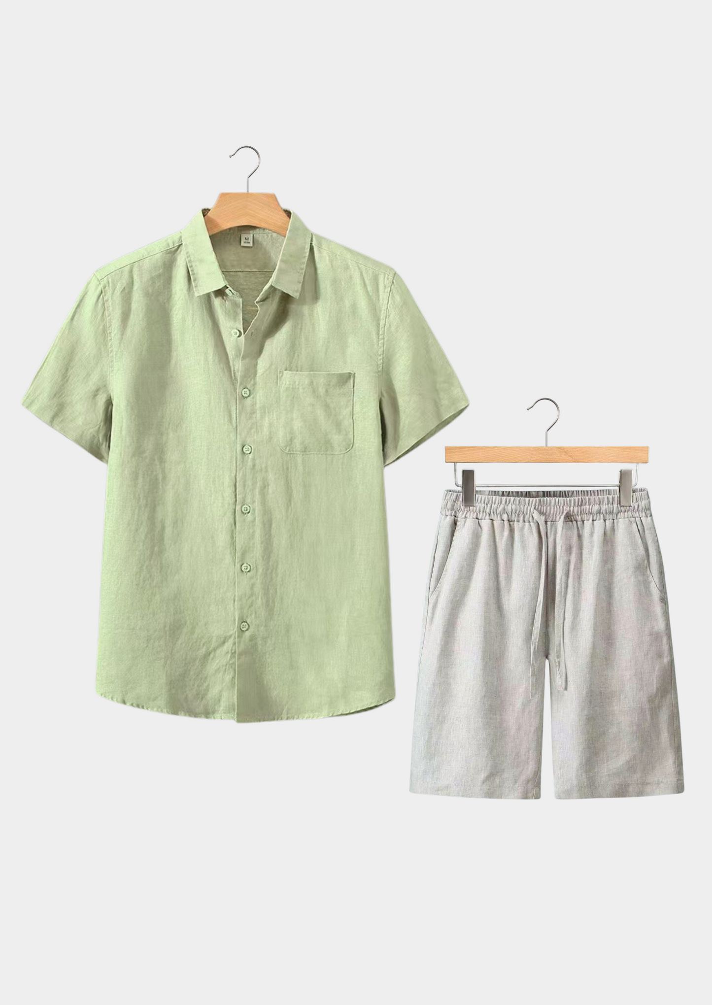 Toscana Shortsleeve Linen Set- Mint Green/Beige