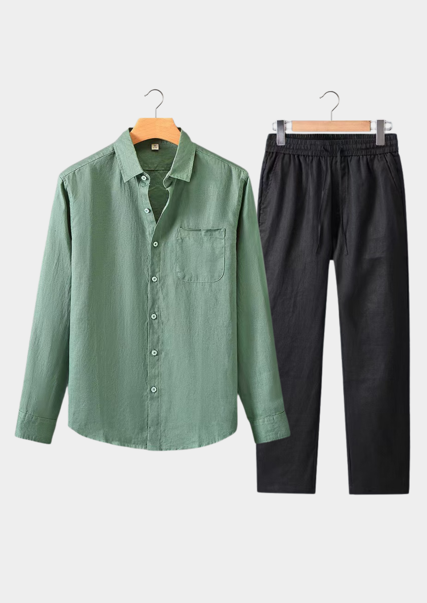 Toscana Longsleeve Linen Set - Green/Black