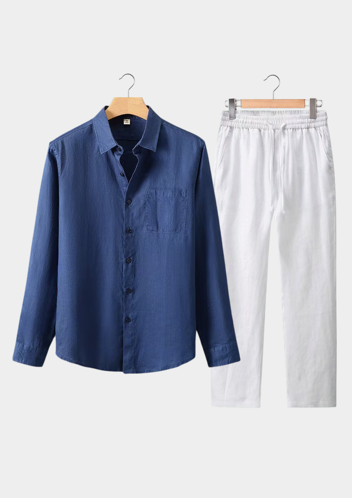 Toscana Longsleeve Linen Set - Navy Blue/White