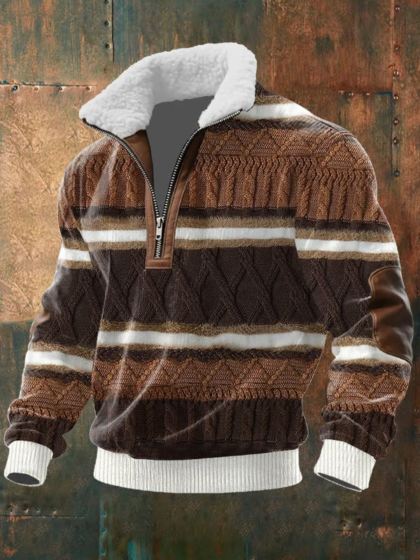 James - Zip-Up Sweater with a High Fur-Trimmed Collar