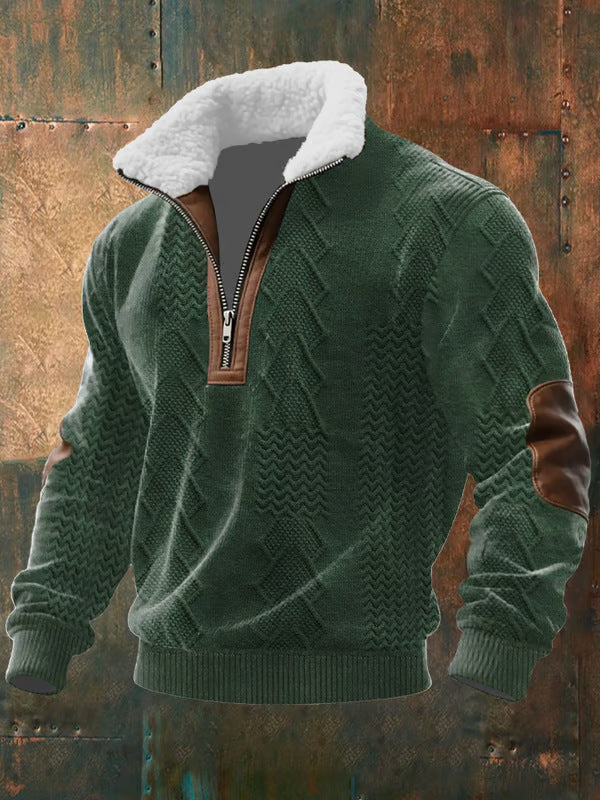 Mark - Zip-Up Sweater with a High Fur-Trimmed Collar